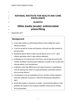 Otitis Media (Acute): Antimicrobial Prescribing