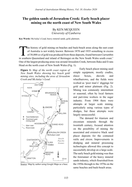 The Golden Sands of Jerusalem Creek: Early Beach Placer Mining on the North Coast of New South Wales