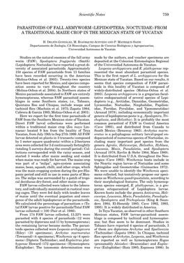 Parasitoids of Fall Armyworm (Lepidoptera: Noctuidae) from a Traditional Maize Crop in the Mexican State of Yucatan