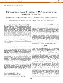 Increased Atrial Natriuretic Peptide Mrna Expression in the Kidney of Diabetic Rats