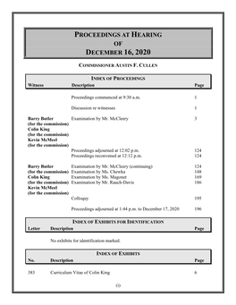 Proceedings at Hearing of December 16, 2020