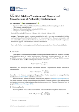 Modified Stieltjes Transform and Generalized Convolutions Of