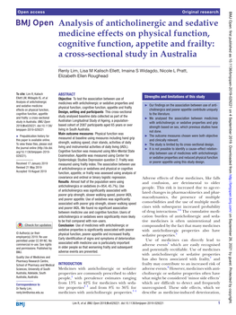 Analysis of Anticholinergic and Sedative Medicine Effects on Physical Function, Cognitive Function, Appetite and Frailty: a Cross-Sectional Study in Australia