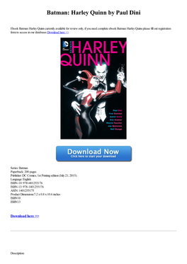 Download Batman: Harley Quinn by Paul Dini [Pdf]