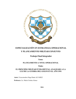 Especialización En Estrategia Operacional Y Planeamiento Militar Conjunto