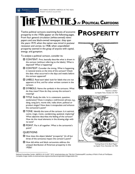 Political Cartoons, 1920S Prosperity