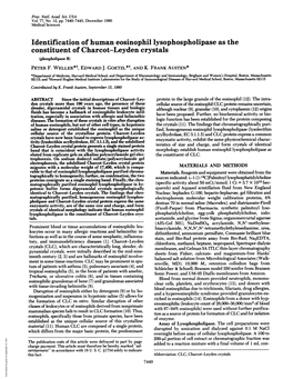 Identification of Human Eosinophil Lysophospholipase As the Constituent of Charcot-Leyden Crystals (Phospholipase B) PETER F