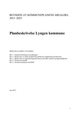 Planbeskrivelse Lyngen Kommune