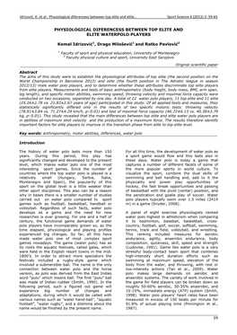 Physiological Diferencess Between Top Elite and Elite… Sport Science 6 (2013) 2: 59‐65