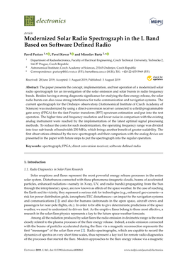 Modernized Solar Radio Spectrograph in the L Band Based on Software Deﬁned Radio