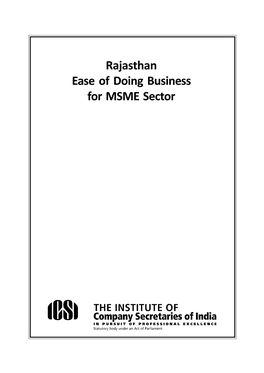 Rajasthan : Ease of Doing Business for MSME Sector