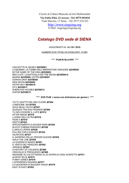 Catalogo DVD Sede Di SIENA