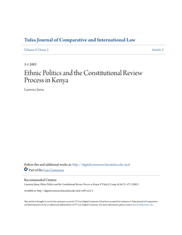 Ethnic Politics and the Constitutional Review Process in Kenya Laurence Juma