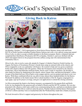 Giving Back to Kairos