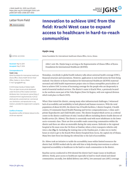 Innovation to Achieve UHC from the Field: Krachi West Case to Expand Access to Healthcare in Hard-To-Reach Communities