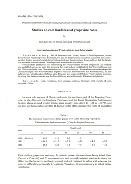 Studies on Cold Hardiness of Grapevine Roots