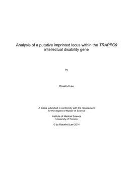 Analysis of a Putative Imprinted Locus Within the TRAPPC9 Intellectual Disability Gene