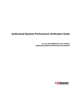 Audiovisual Systems Performance Verification Guide