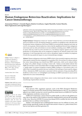 Human Endogenous Retrovirus Reactivation: Implications for Cancer Immunotherapy