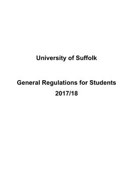 University of Suffolk General Regulations for Students 2017/18