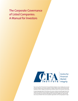 The Corporate Governance of Listed Companies: a Manual for Investors