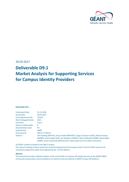 Market Analysis for Supporting Services for Campus Identity Providers