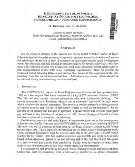 Refuelling the Slowpoke-2 Reactor at Ecole Polytechnique: Procedure and Proposed Experiments