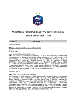 PV De L'assemblée Fédérale Élective Du 13 Mars 2021