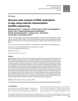 Genome-Wide Analysis of DNA Methylation in Pigs Using Reduced Representation Bisulfite Sequencing