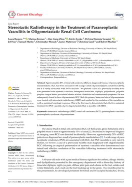 Stereotactic Radiotherapy in the Treatment of Paraneoplastic Vasculitis in Oligometastatic Renal Cell Carcinoma