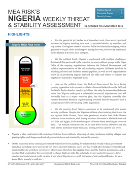 Mea Risk's Nigeria Weekly Threat