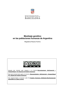 Mestizaje Genético En Las Poblaciones Humanas De Argentina