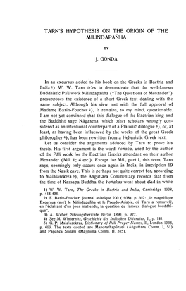 Tarn's Hypothesis on the Origin of the Milindapanha