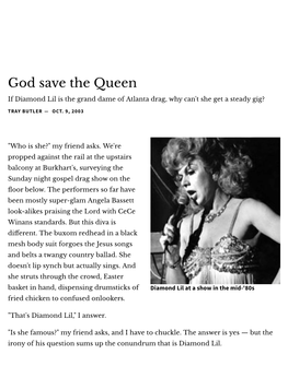 God Save the Queen If Diamond Lil Is the Grand Dame of Atlanta Drag, Why Can't She Get a Steady Gig?