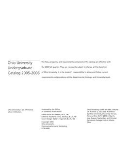 Ohio University Undergraduate Catalog 2005-2006