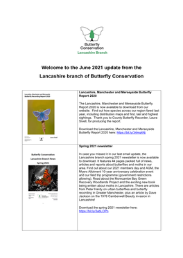 Welcome to the June 2021 Update from the Lancashire Branch of Butterfly Conservation