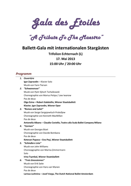 Gala Des Etoiles “A Tribute to the Maestro” Ballett-Gala Mit Internationalen Stargästen Trifolion Echternach (L) 17