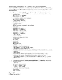 Technical Notes for CDRSS Annual Summary Report