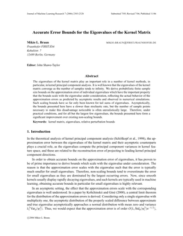 Accurate Error Bounds for the Eigenvalues of the Kernel Matrix