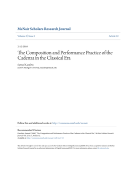 The Composition and Performance Practice of the Cadenza in the Classical Era