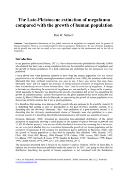 The Late-Pleistocene Extinction of Megafauna Compared with the Growth of Human Population