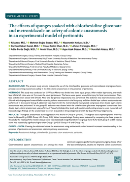 The Effects of Sponges Soaked with Chlorhexidine Gluconate and Metronidazole on Safety of Colonic Anastomosis in an Experimental Model of Peritonitis