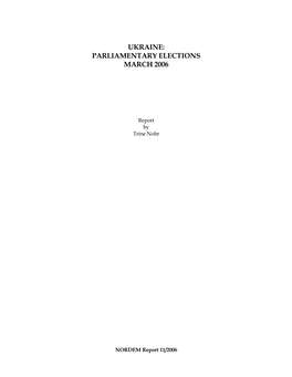 Ukraine: Parliamentary Elections March 2006