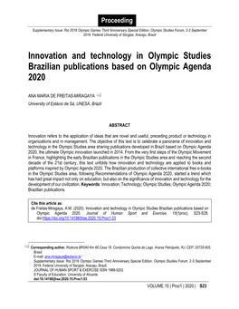 Innovation and Technology in Olympic Studies Brazilian Publications Based on Olympic Agenda 2020