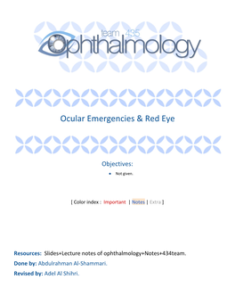 Ocular Emergencies & Red