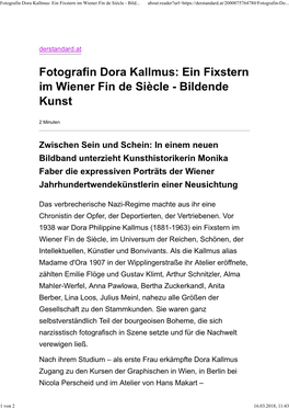 Fotografin Dora Kallmus: Ein Fixstern Im Wiener Fin De Siècle - Bild