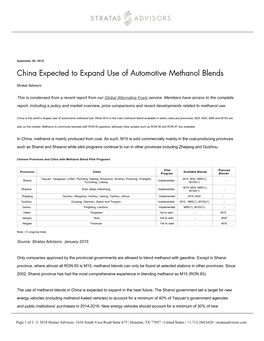 China Methanol Blends | Stratas Advisors