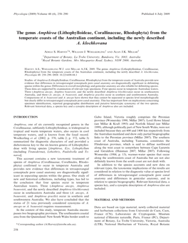 The Genus Amphiroa (Lithophylloideae, Corallinaceae, Rhodophyta) from the Temperate Coasts of the Australian Continent, Including the Newly Described A