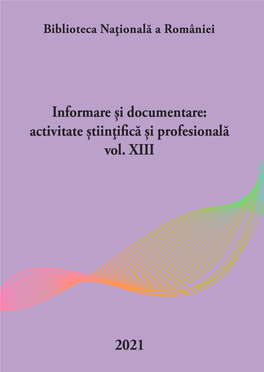 Informare Și Documentare: Activitate Științifică Și Profesională 2020