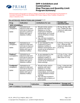 DPP-4 Inhibitors and Combinations Step Therapy and Quantity Limit